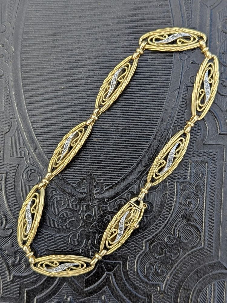 Bracciale antico in oro 18 ct con diamanti