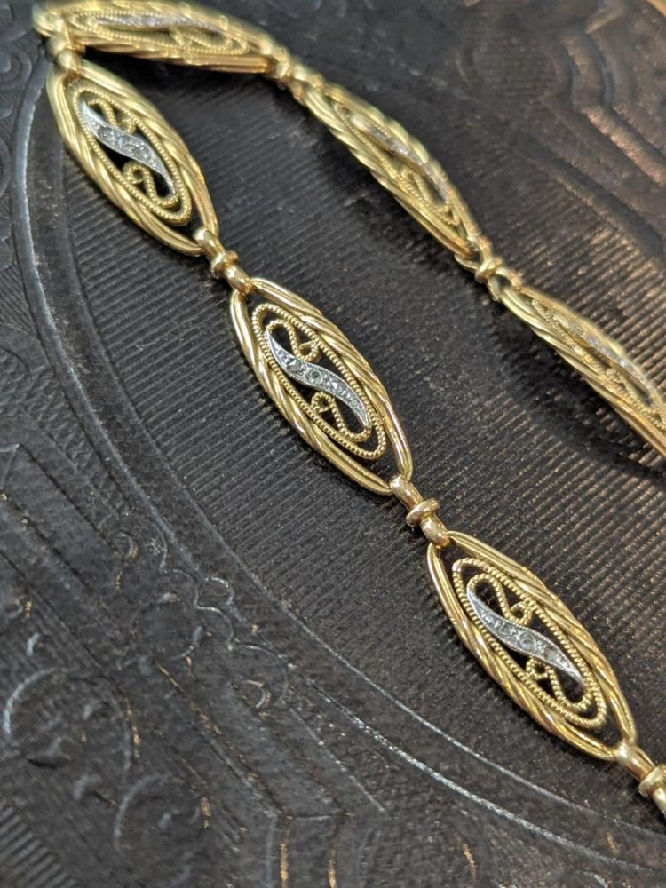 Bracciale antico in oro 18 ct con diamanti