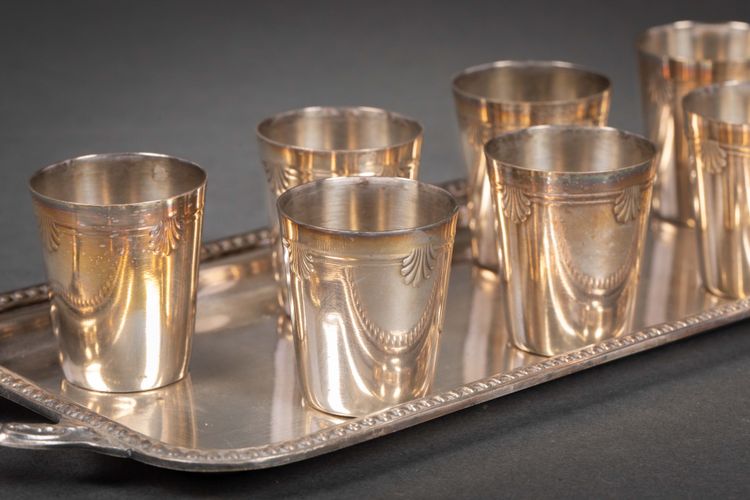 A silver-plated liqueur service, late 19th century