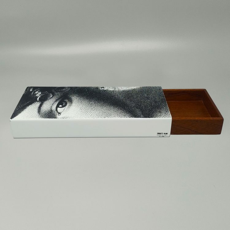 2000s Astonishing Black and White Fornasetti Box signed Fornasetti. Made in Italy
