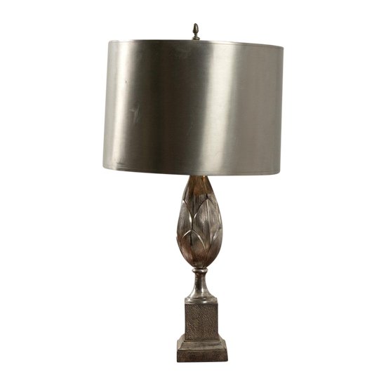 Lampe de Bureau en Bronze Plaqué Nickel de Maison Charles