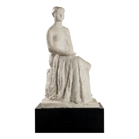 Gertrude Bret, Seated Woman, 1900s, Plaster Sculpture