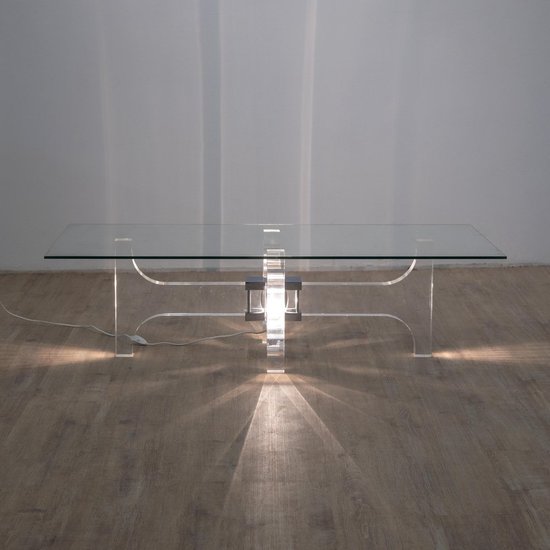 Table Basse Lumineuse en Verre Acrylique par Philippe Jean