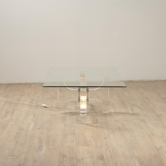 Table Basse Lumineuse en Verre Acrylique par Philippe Jean