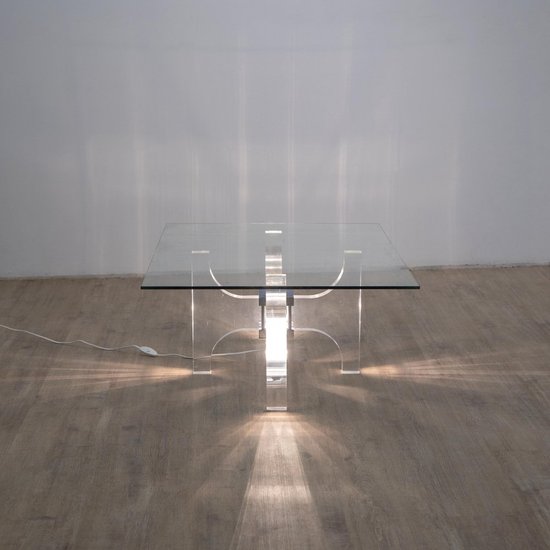 Table Basse Lumineuse en Verre Acrylique par Philippe Jean