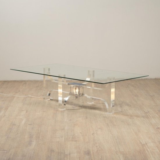 Table Basse Lumineuse en Verre Acrylique par Philippe Jean