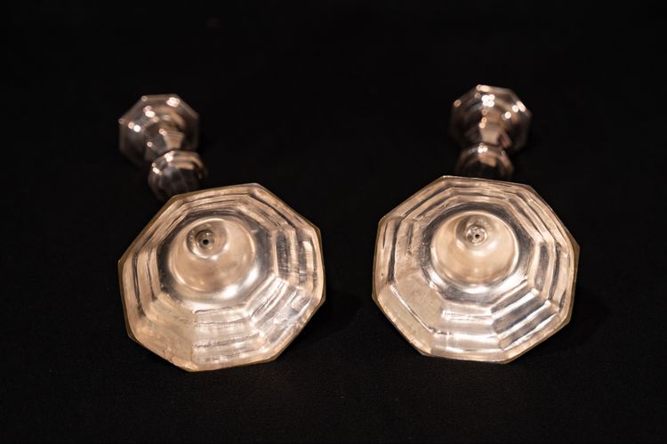 Pair of Louis XIV style silver-plated candlesticks / torches