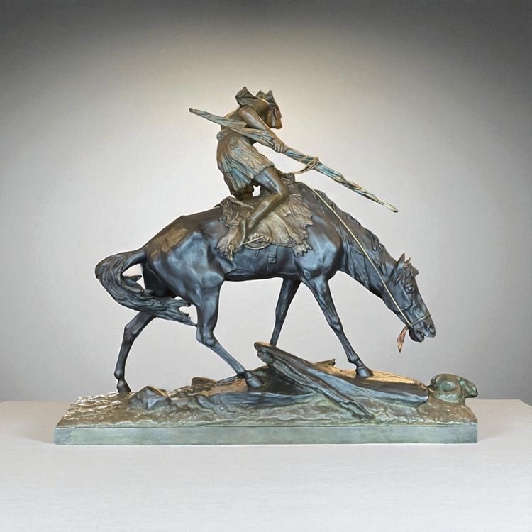 Sculpture en bronze E.Drouot Indien à cheval