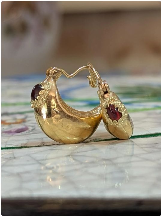 Orecchini Creole Dormeuse d'epoca in oro 18k