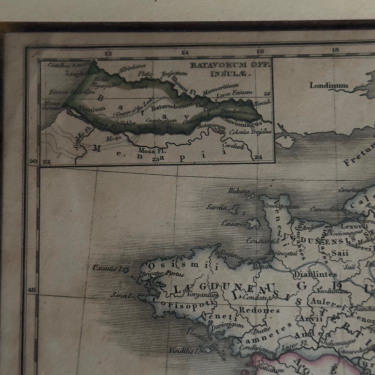 Antique Gallia Antiqua color map 19th century