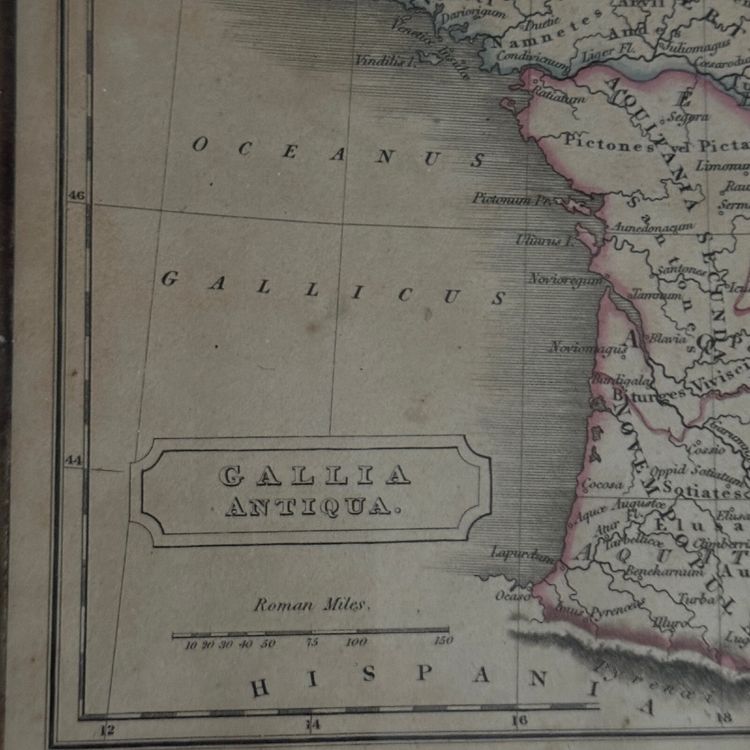 Antique Gallia Antiqua color map 19th century