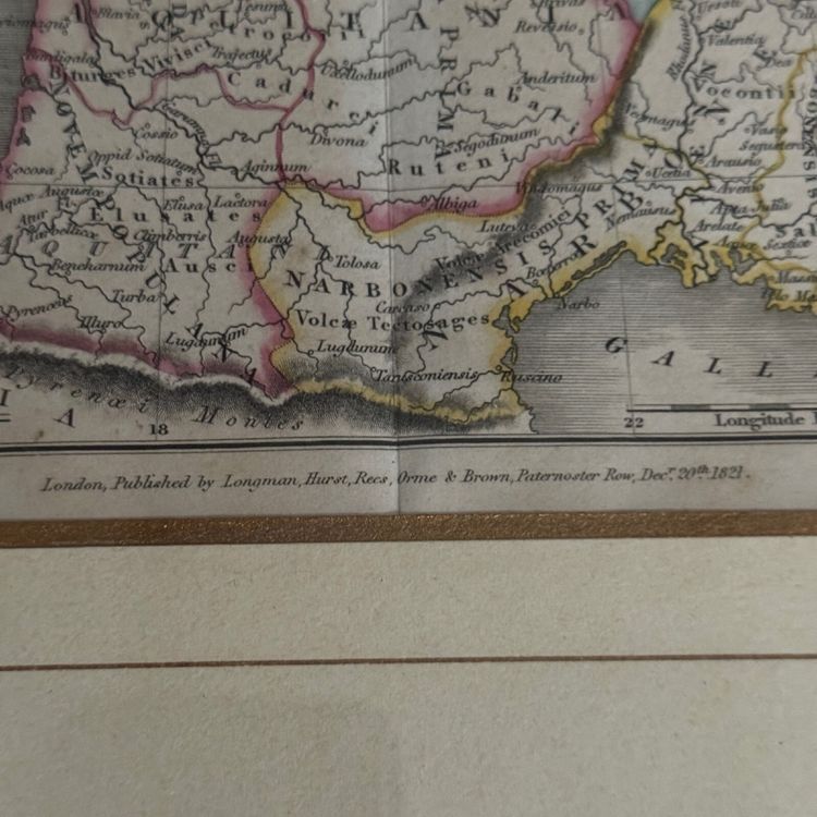 Antique Gallia Antiqua color map 19th century