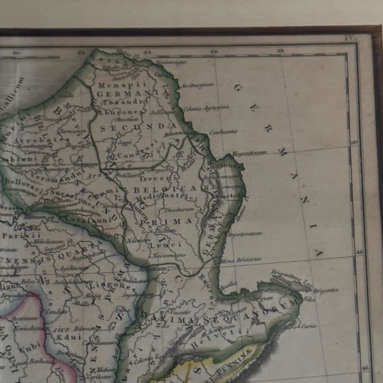 Antique Gallia Antiqua color map 19th century