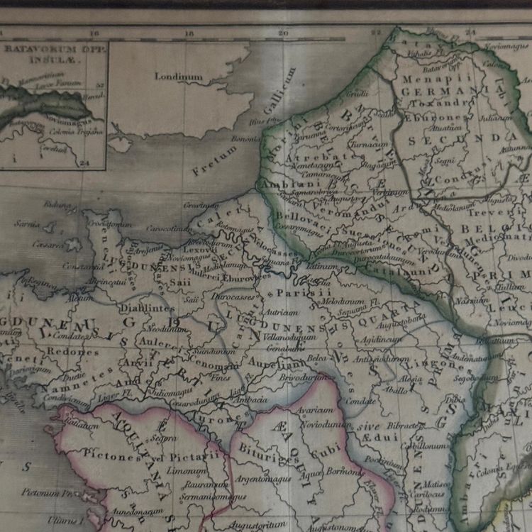 Antique Gallia Antiqua color map 19th century