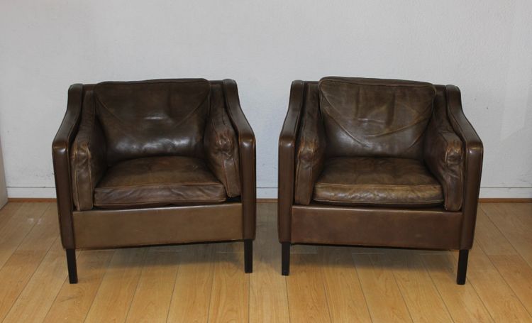 Paire de fauteuils en cuir par Borge Mogensen vers 1970