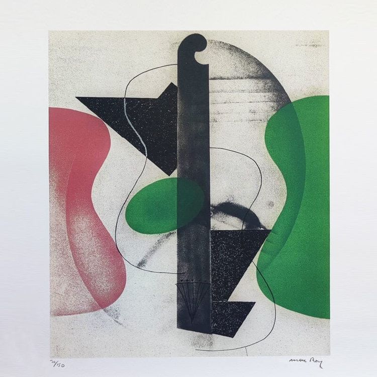1970 Sorprendente litografia di Man Ray "Aerograph" in edizione limitata