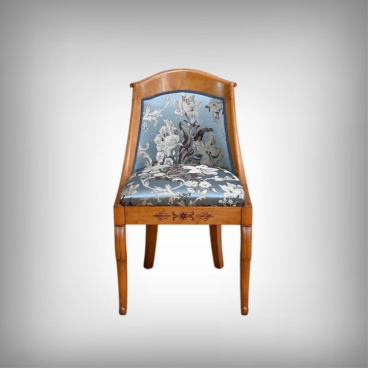 Gondola chair in cherry and bird's-eye maple, Charles X style - Mid-20th century