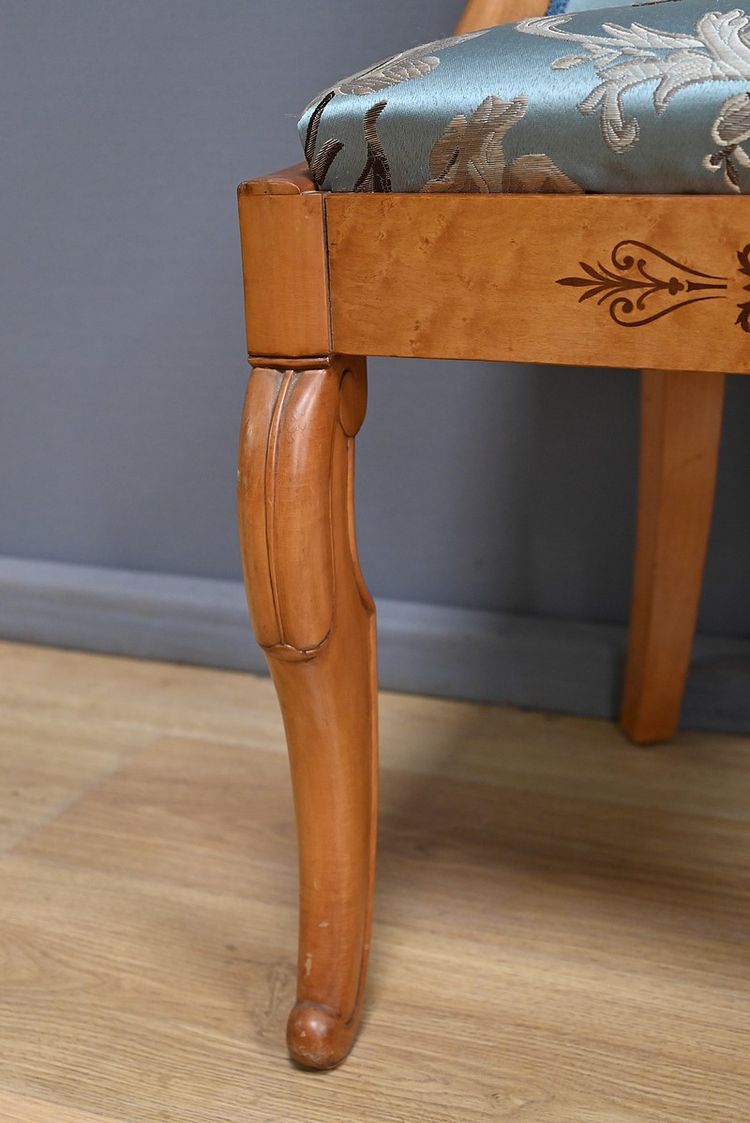 Gondola chair in cherry and bird's-eye maple, Charles X style - Mid-20th century