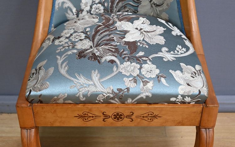 Gondola chair in cherry and bird's-eye maple, Charles X style - Mid-20th century
