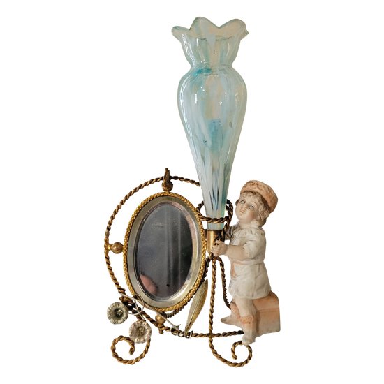 Figurine Porte Montre époque Napoleon 3  vase soliflore et céramique biscuit , bel état