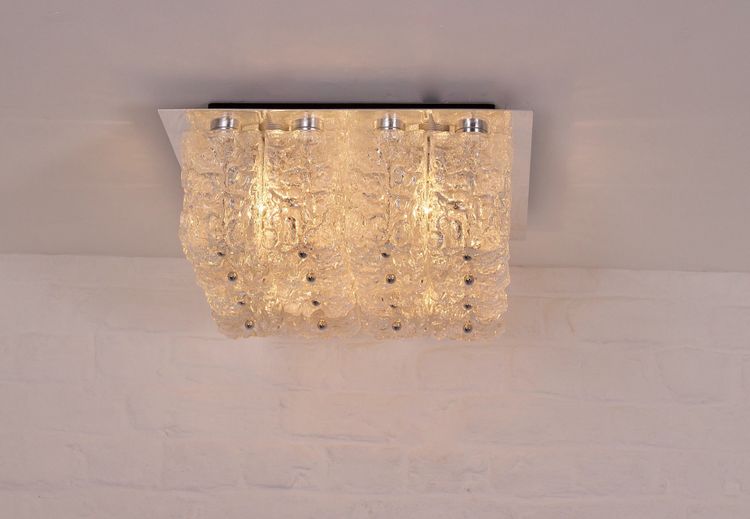 Large square ceiling light Ice Glass
