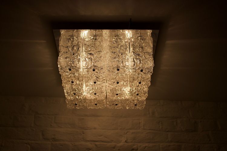 Large square ceiling light Ice Glass