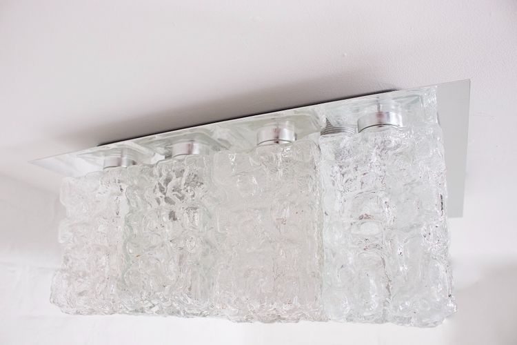 Large square ceiling light Ice Glass