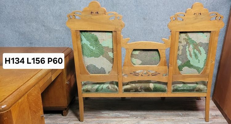 In the spirit of Alfonce Mucha's shapes: rare Art Nouveau bench seat, circa 1900