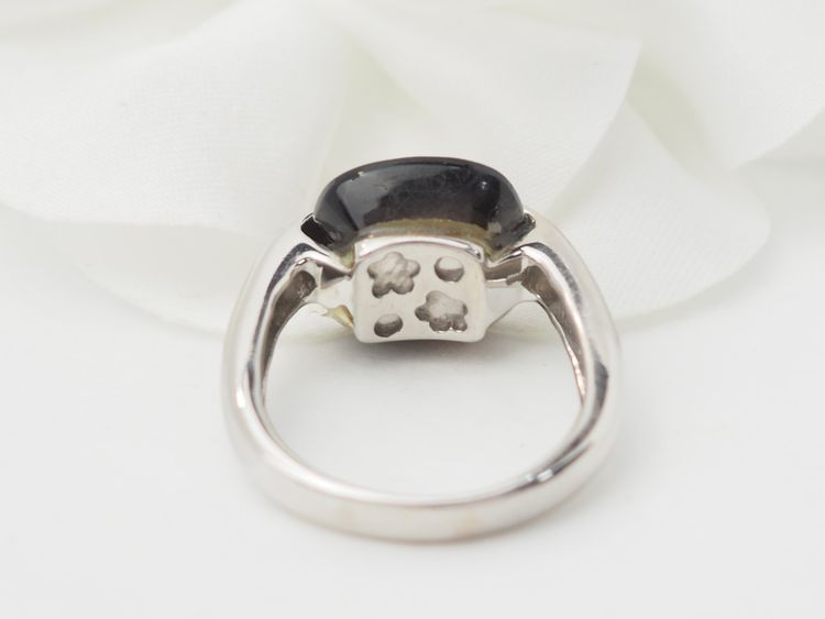 Bague en or blanc, quartz fumé et diamants 