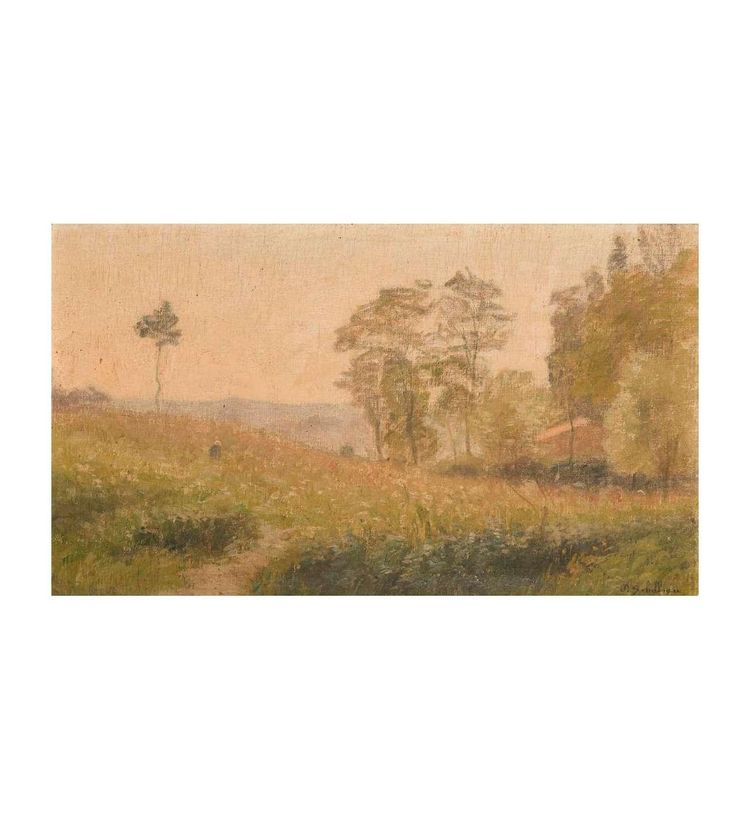 Huile sur toile par Paul Sébilleau (1847-1907)+ "Soirée de printemps mai 1901"