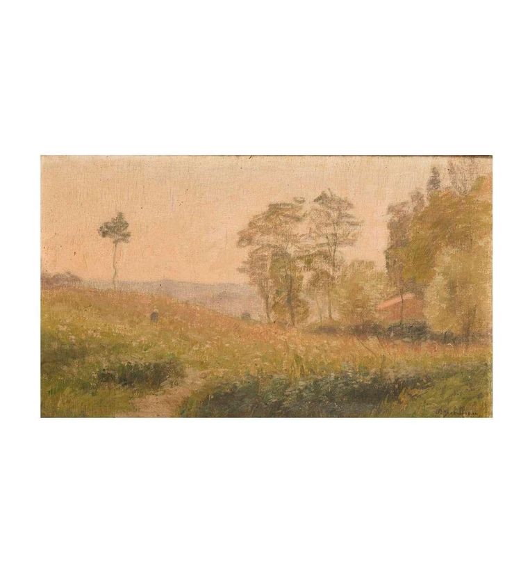 Huile sur toile par Paul Sébilleau (1847-1907)+ "Soirée de printemps mai 1901"