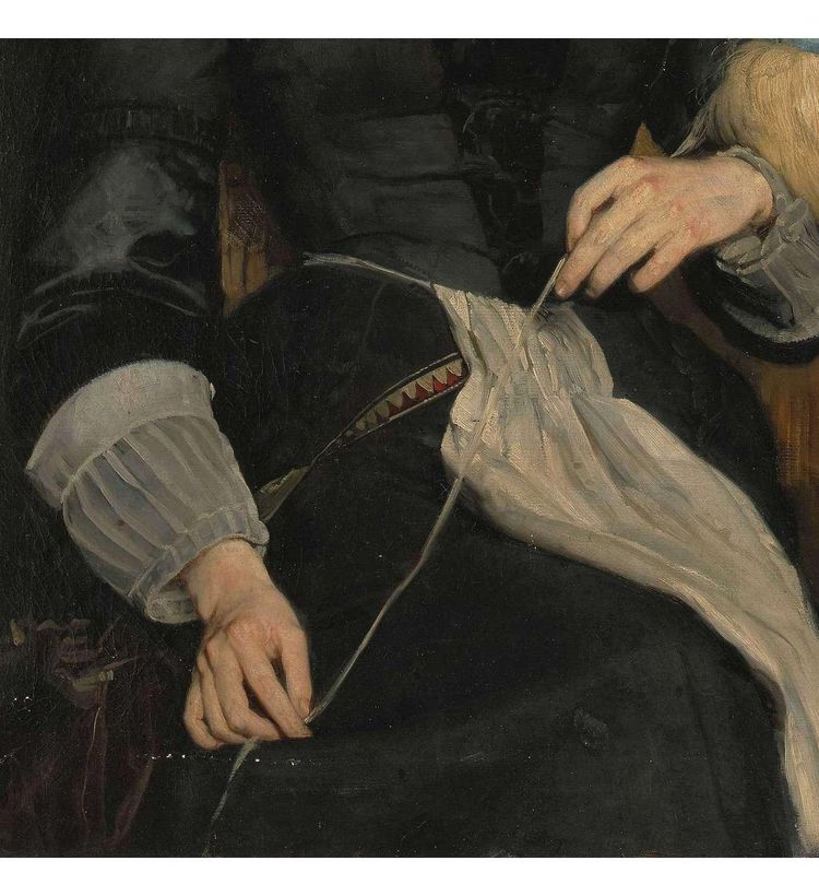 Renevier Julien (1847-1907), Oil on canvas+ The wool spinner
