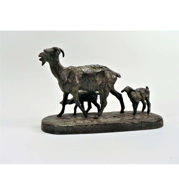 Ary Bitter - (1883-1973), bronzo+ Capra con i suoi bambini