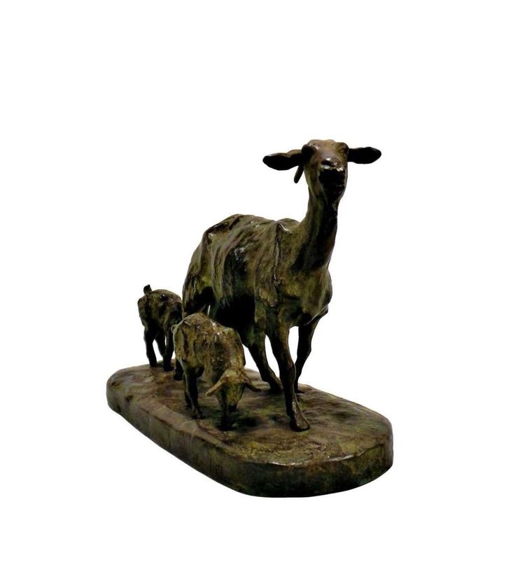 Ary Bitter - (1883-1973), bronzo+ Capra con i suoi bambini