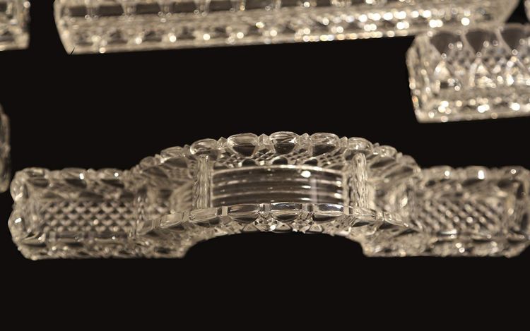 Chemin De Table Cristal DeVal Saint Lambert, Modèle "bambou" 