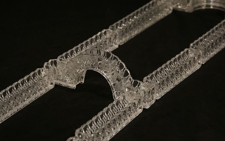 Chemin De Table Cristal DeVal Saint Lambert, Modèle "bambou" 