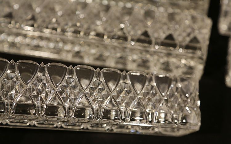 Chemin De Table Cristal DeVal Saint Lambert, Modèle "bambou" 