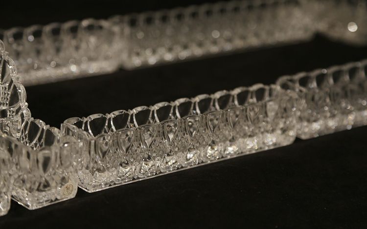 Chemin De Table Cristal DeVal Saint Lambert, Modèle "bambou" 