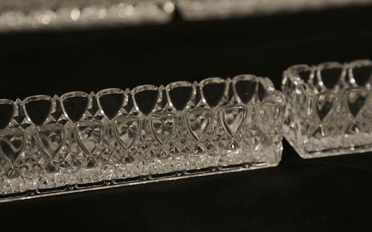 Chemin De Table Cristal DeVal Saint Lambert, Modèle "bambou" 