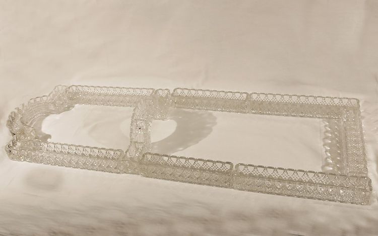 Chemin De Table Cristal DeVal Saint Lambert, Modèle "bambou" 