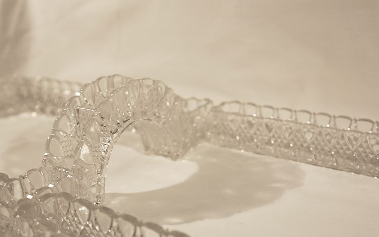 Chemin De Table Cristal DeVal Saint Lambert, Modèle "bambou" 