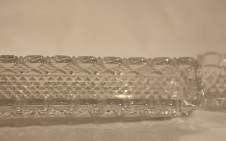 Chemin De Table Cristal DeVal Saint Lambert, Modèle "bambou" 