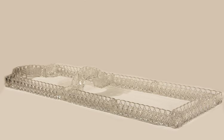 Chemin De Table Cristal DeVal Saint Lambert, Modèle "bambou" 