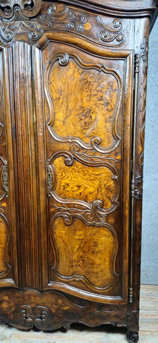 Louis XV period cupboard in marquetry, elm and walnut made by Maitre Antoine Sertelon