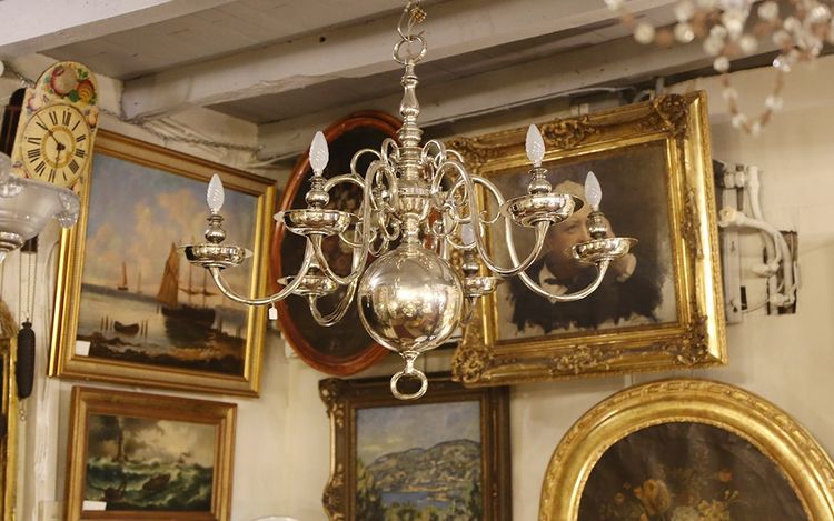 Dutch silver-plated bronze chandelier 18th century