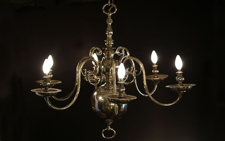 Dutch silver-plated bronze chandelier 18th century