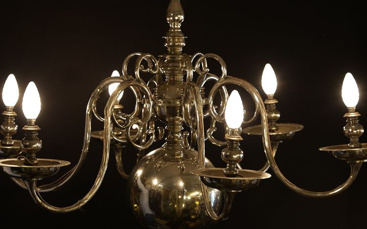Dutch silver-plated bronze chandelier 18th century