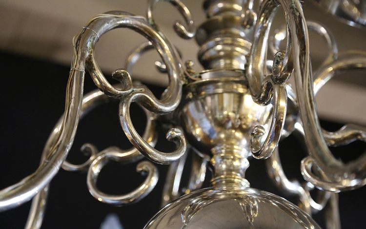 Dutch silver-plated bronze chandelier 18th century