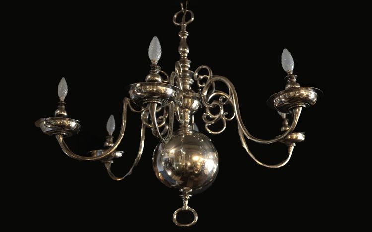 Dutch silver-plated bronze chandelier 18th century
