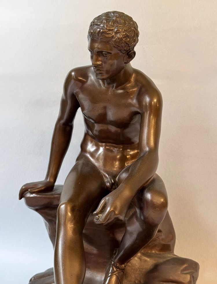 Bronze sculpture ''Hermès assis'' or ''Mercure au repos'' Barbedienne